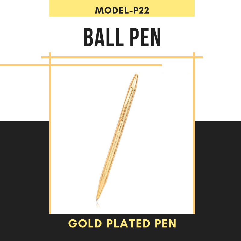 Hayman 24 CT Gold Plated Sleek Ball Pen with Box (P-22) - Hayman Pen 
