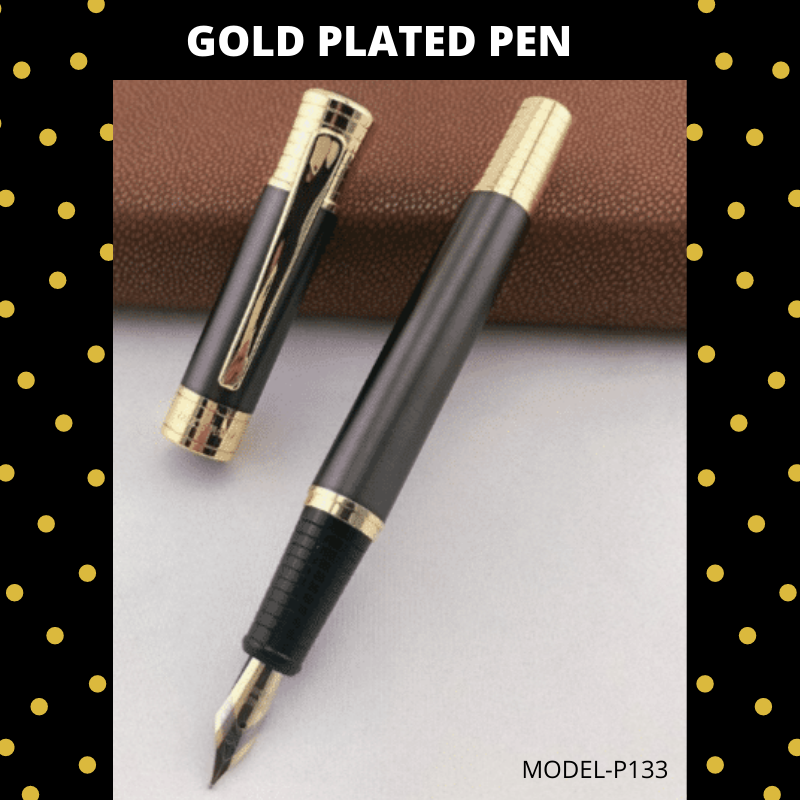 Hayman Dikawen 24 CT Gold Plated Fountain Pen With Box (P-133) - Hayman Pen 