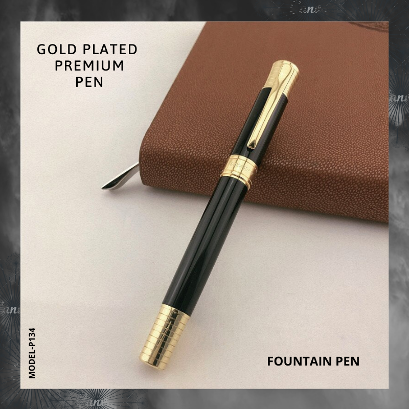 Hayman Dikawen 24 CT Gold Plated Fountain Pen With Box (P-134) - Hayman Pen 
