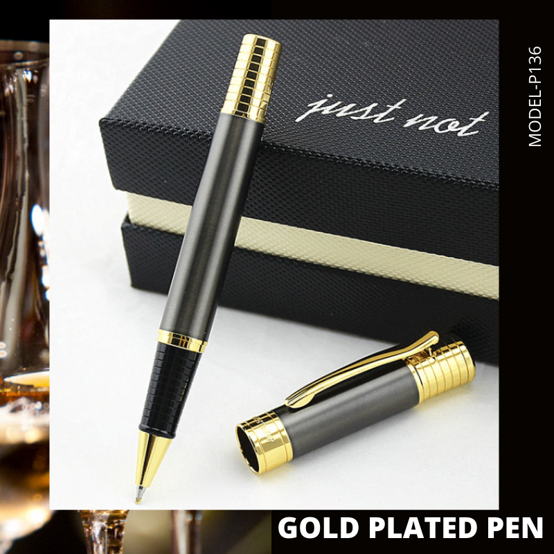 Hayman 24 CT Gold Plated Roller Ball Pen With Box (P-136) - Hayman Pen 