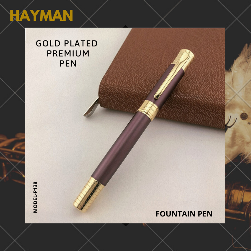 Hayman Dikawen 24 CT Gold Plated Fountain Pen With Box (P-138) - Hayman Pen 