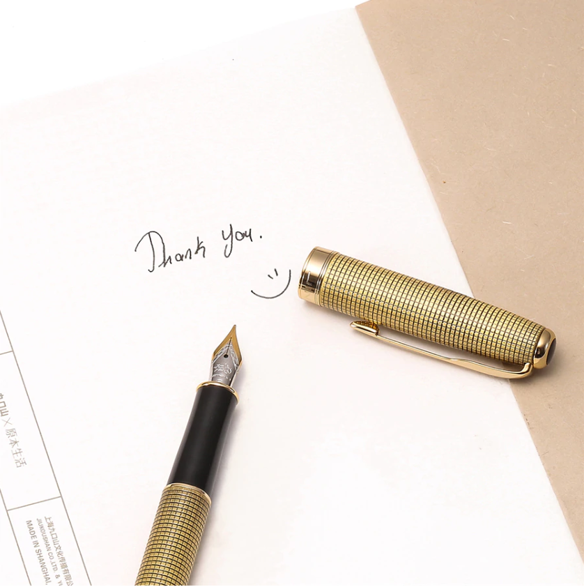 Hayman Jinhao 24 CT Gold Plated Designer Fountain Pen With Box (P-140) - Hayman Pen 