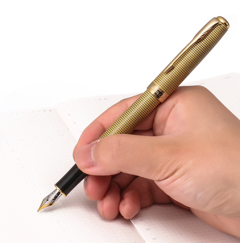 Hayman Jinhao 24 CT Gold Plated Designer Fountain Pen With Box (P-140) - Hayman Pen 