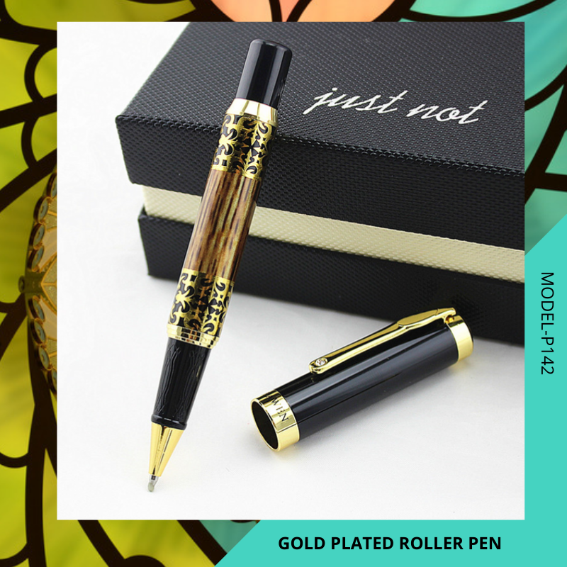 Hayman Dikawen 24 CT Gold Plated Roller Pen With Box (P-142) - Hayman Pen 