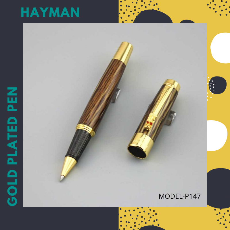 Hayman 24 CT Gold Plated Roller Pen With Box (P-147) - Hayman Pen 