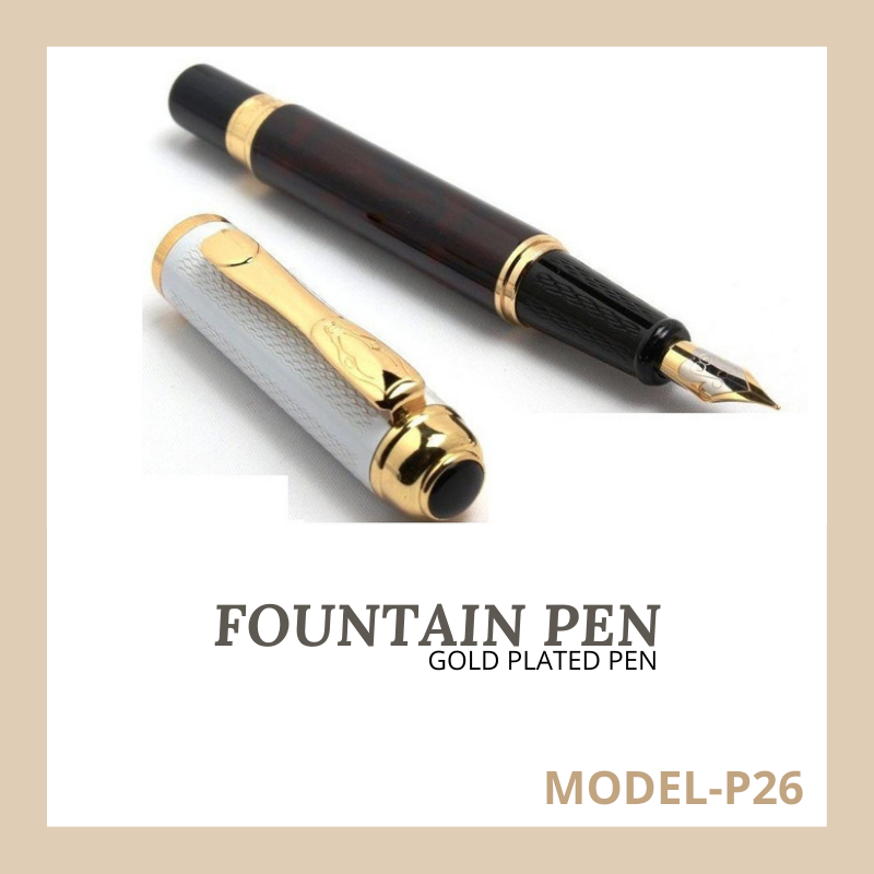 Hayman Dikawen 24 CT Gold Plated Fountain Pen with Box (P-26) - Hayman Pen 