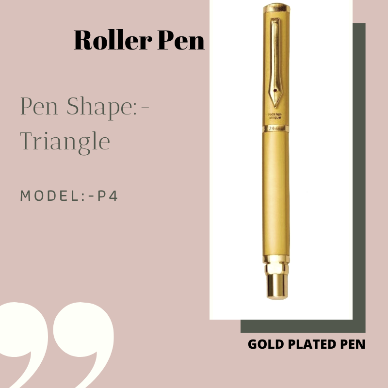 Hayman Picasso Parri 24 CT Gold Plated Triangle Roller Pen with Gift Box (P-4) - Hayman Pen 
