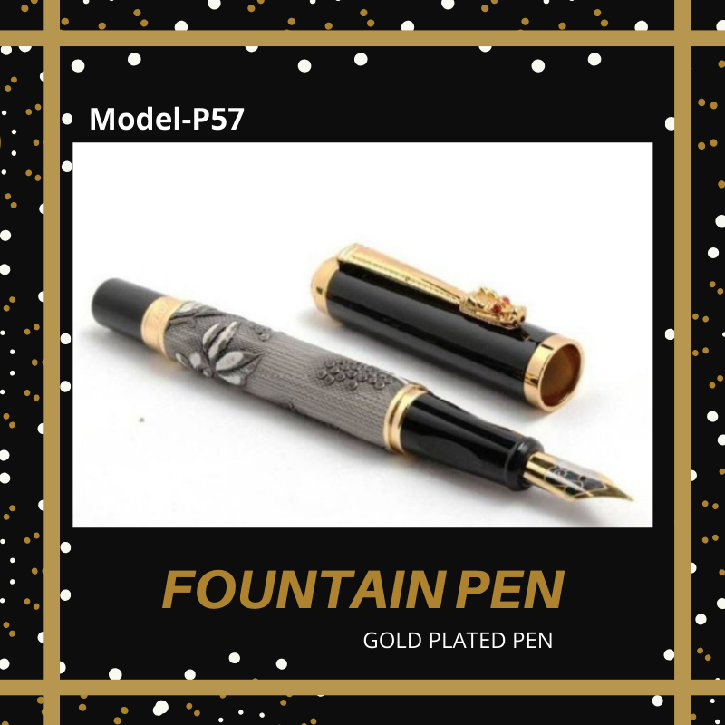 Hayman Dikawen 24 CT Gold Plated Fountain Pen With Box (P-57) - Hayman Pen 