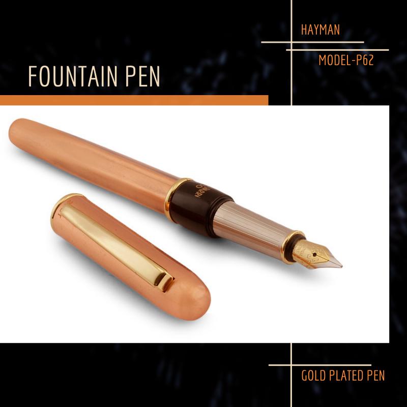 Hayman Picasso Parri Gold Plated Fountain Pen with Box (P-62) - Hayman Pen 