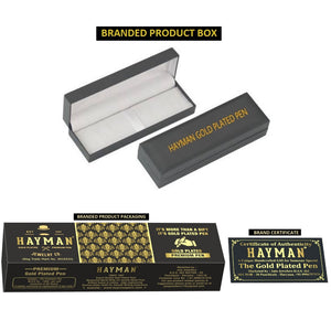 Hayman 24 CT Gold Plated Roller Pen With Box (P-55) - Hayman Pen 