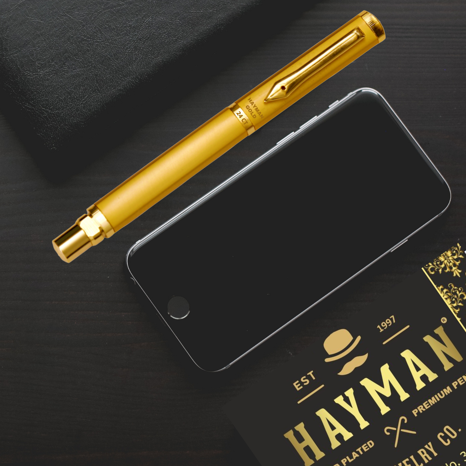 Hayman 24 CT Gold Plated Triangle Roller Pen with Gift Box (P-4)