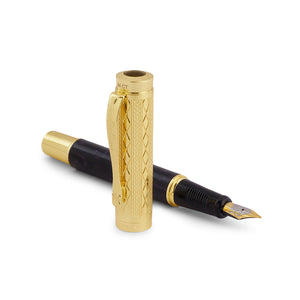 Hayman Dikawen 24 CT Gold Plated Fountain Pen With Box (P-60) - Hayman Pen 