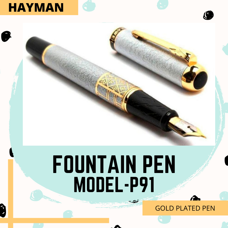 Hayman Dikawen 24 CT Gold Plated Fountain Pen With Box (P-91) - Hayman Pen 