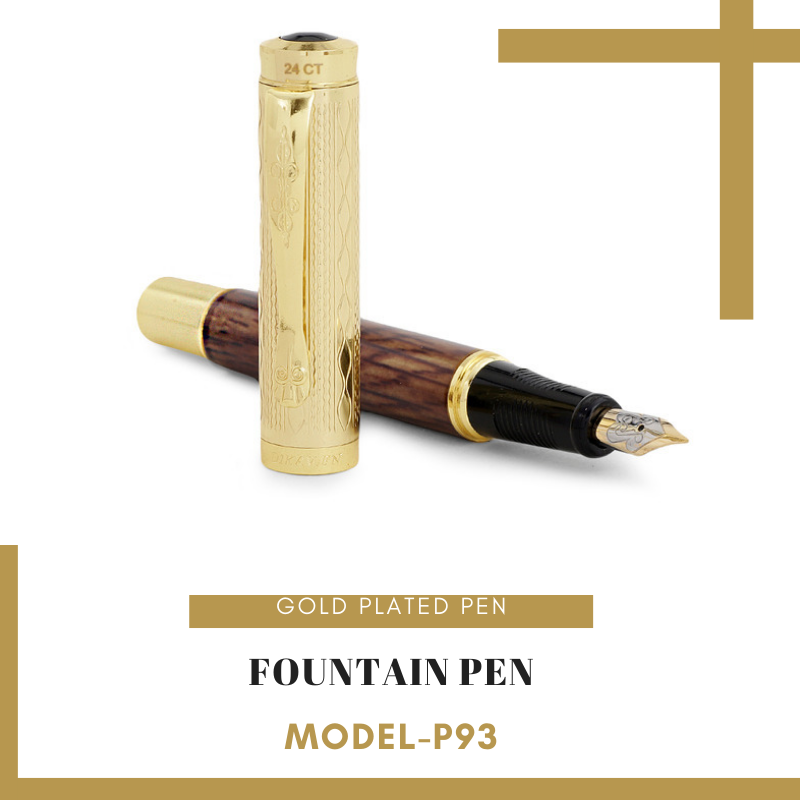 Hayman Dikawen Gold Plated Fountain Pen With Box (P-93) - Hayman Pen 