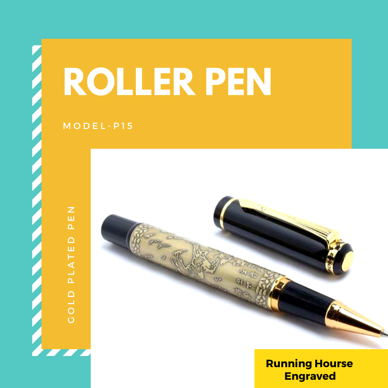 Hayman Carved Running Horses Roller Ball Pen (P-15) - Hayman Pen 