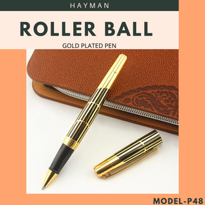 Hayman 24 CT Gold Plated Roller Ball Pen With Box (P-48) - Hayman Pen 